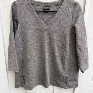 J. Jill Charcoal Knit Top vneck size small‎ 3/4 sleeves